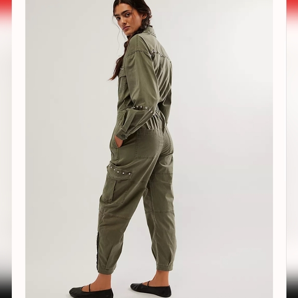 Driftwood Green Studded Jumpsuit NWT